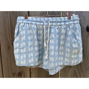 Marine Layer Women Relaxed Lyocell Drawstring Shorts Sz XS Blue White